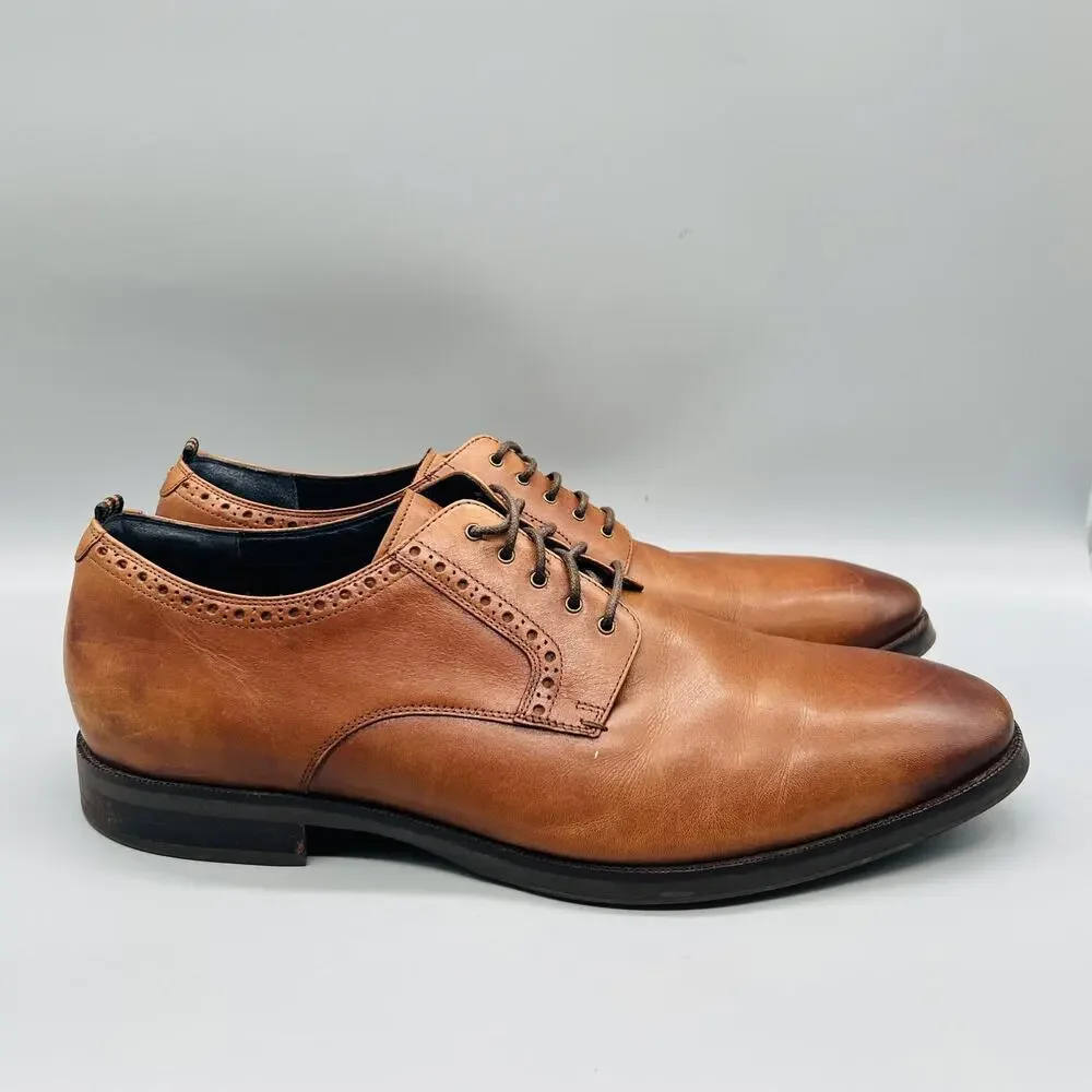 Cole Haan Shoes Mens 12 Brown Leather Grand OS Derby Oxford Dress Brogue Classic